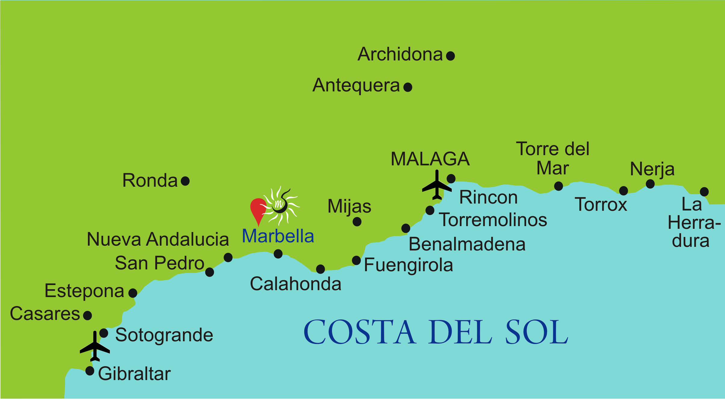 Карта побережья Коста-дель-Соль